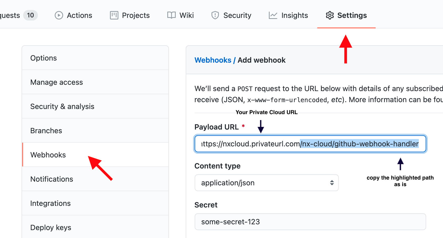 Add webhook to github